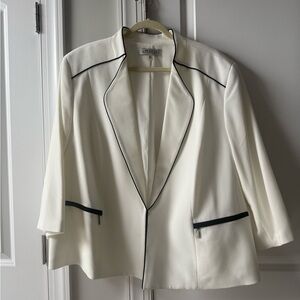 White Women's Jacket with Black Trim